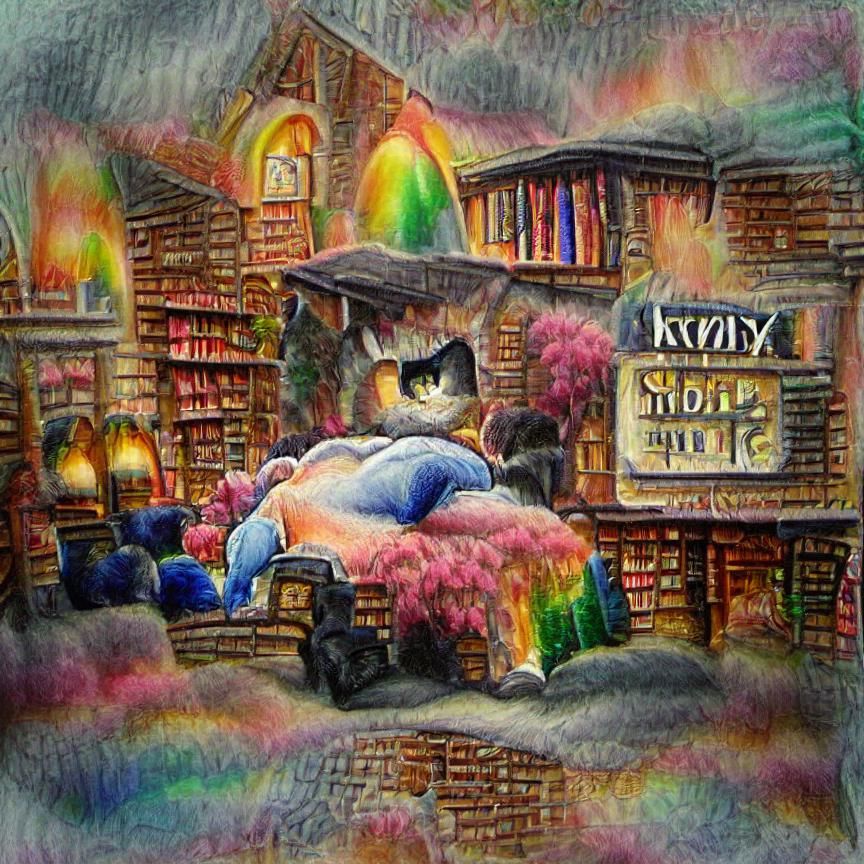 Inviting Bookstore Scene with Warm Lighting