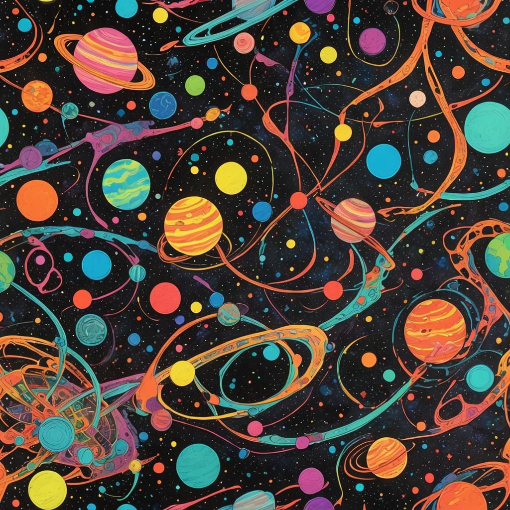 Post-Apocalyptic Planets in Geometric Neon Comic Art