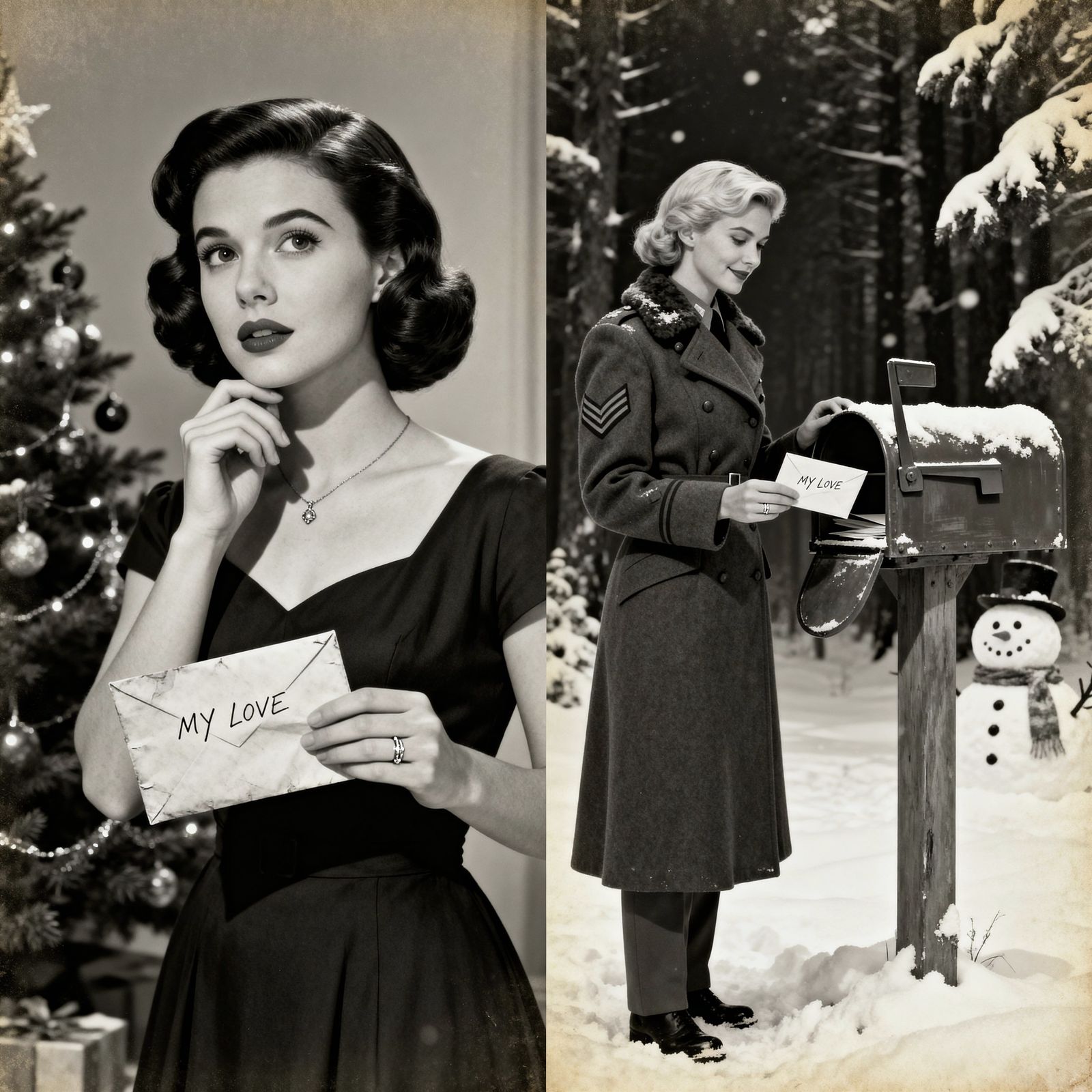 1940s Winter Romance: A Split Image Tale
