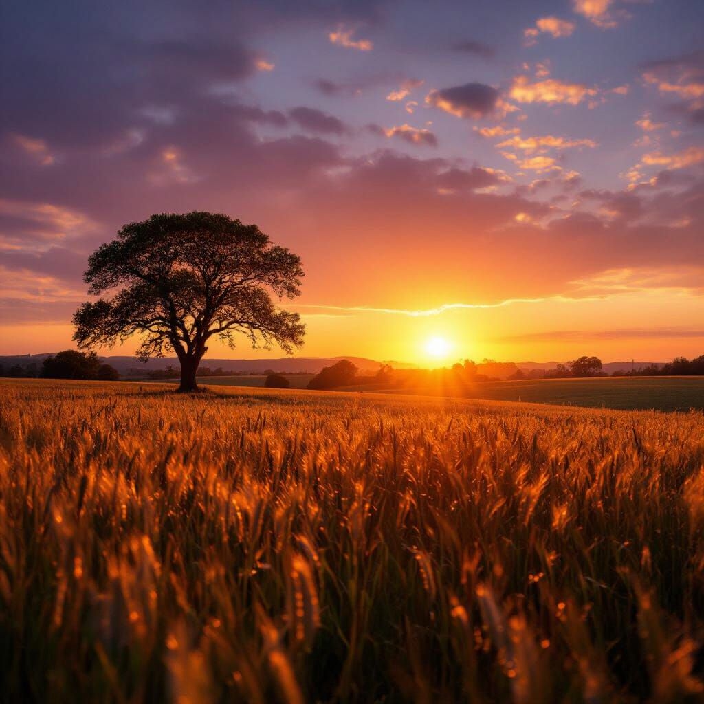 Vibrant Sunset Over a Calm Horizon