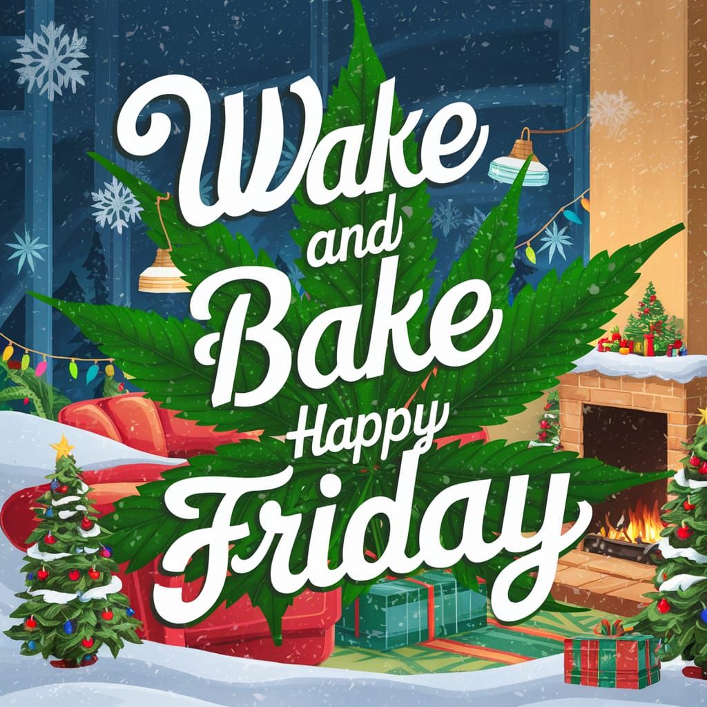 Bold Cursive Letters Declare Wake and Bake Happy Friday in F...
