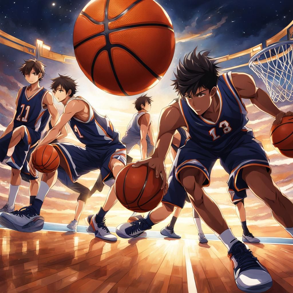 Man Playing Basketball in Anime Style