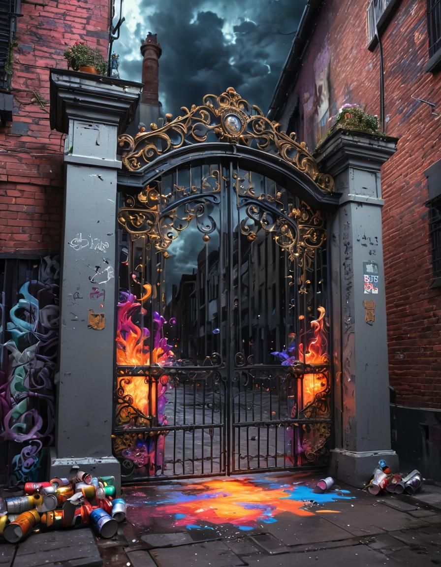 Heaven's Gate in Urban Graffiti Art Style