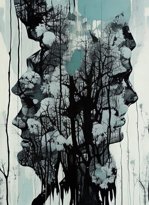 Sinister Double Exposure Skull Profile