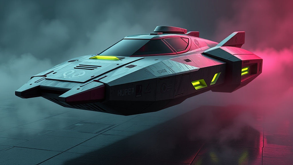 Futuristic Hover-Speeder in Brutalist Style
