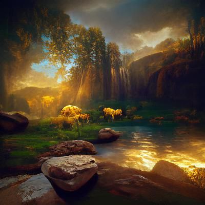 A nature  scene beautifully lit Albert Bierstadt (4) [8K 3D ...