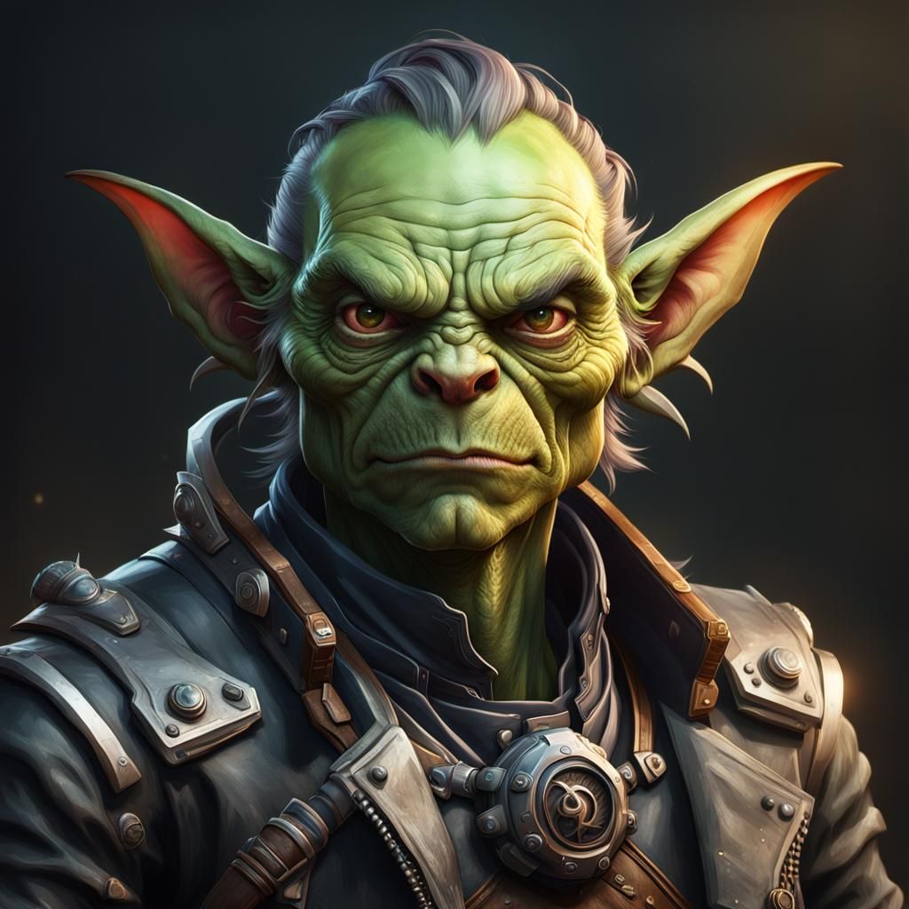 Detailed Goblin Biker Portrait in Hyperdetailed Style