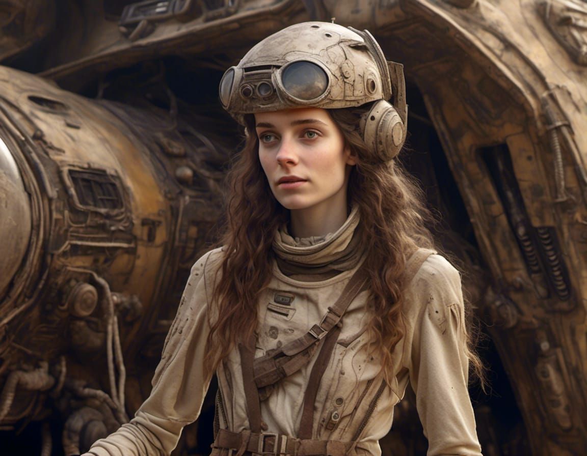 Lily Mo Sheen as Desert Scavenger in Photorealistic Style