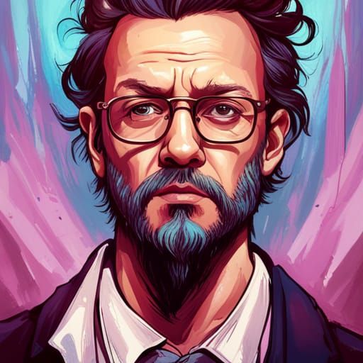 Menacing Hipster Portrait in Fantasycore Style