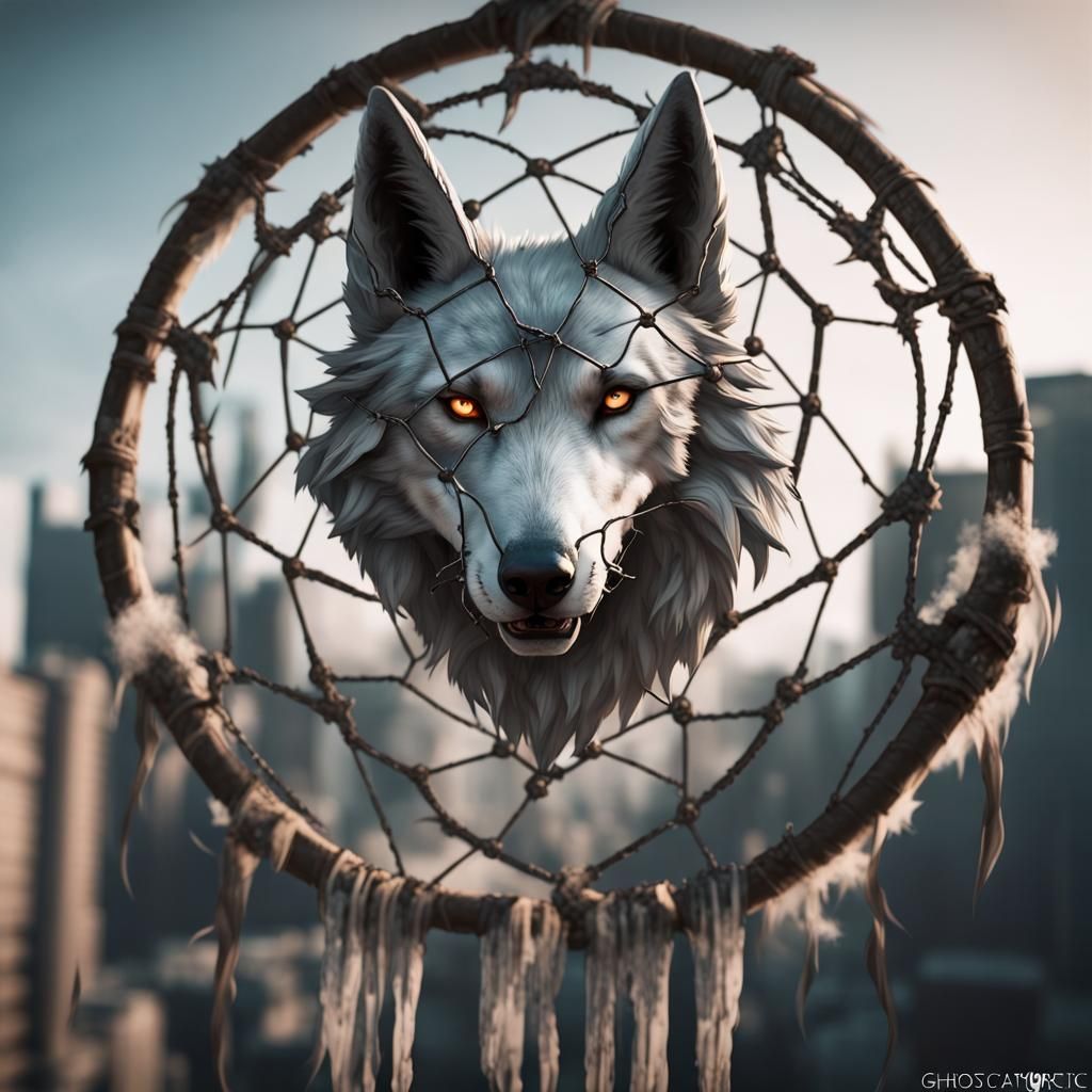 Ghost Wolf Dreamcatcher in Dystopian Anime City