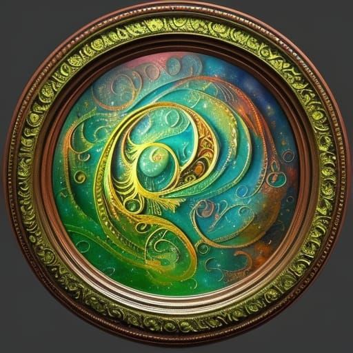 Fantastical Copper Frame Art in Gouache Watercolor