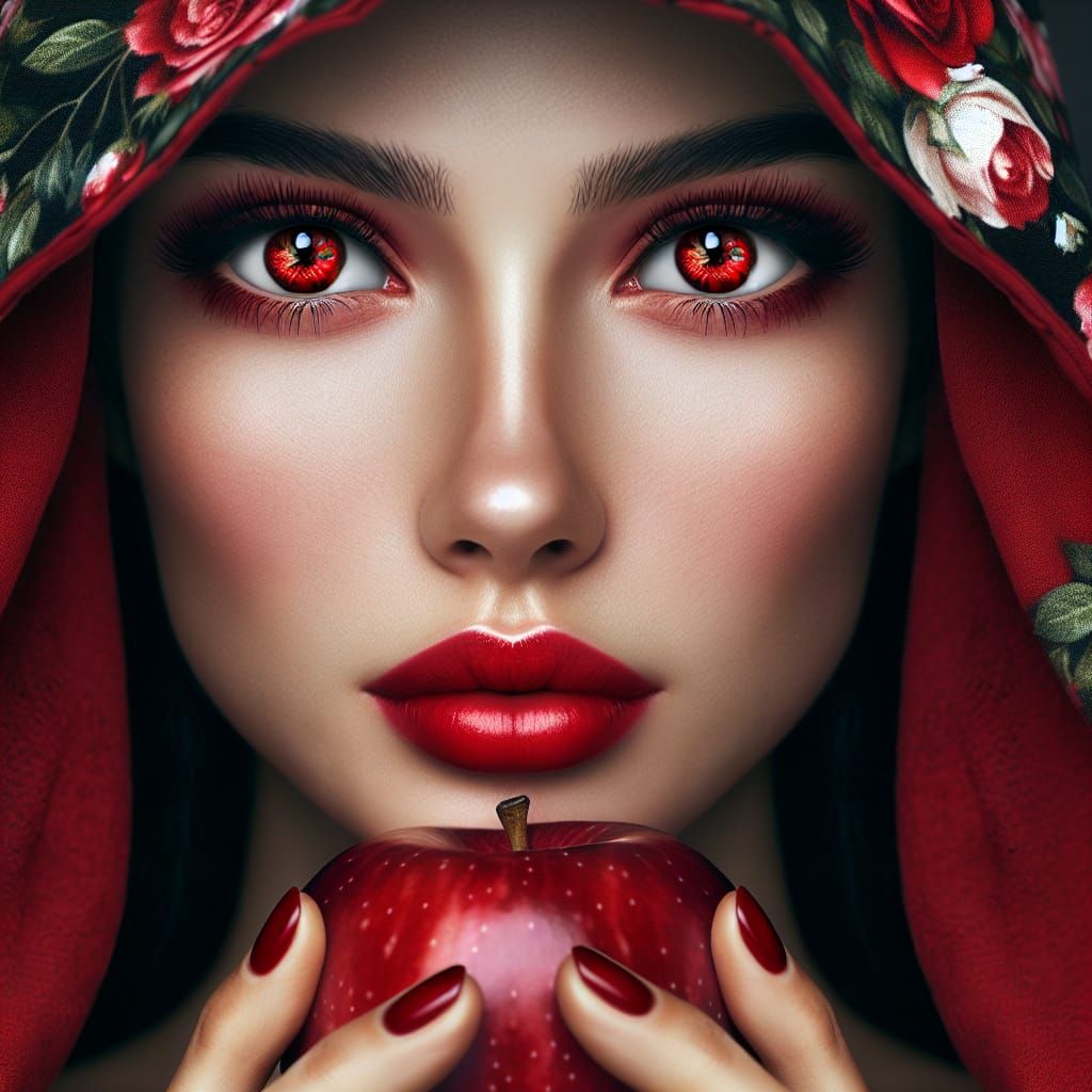 Garden Goddess with Red Apple Eyes and Lips