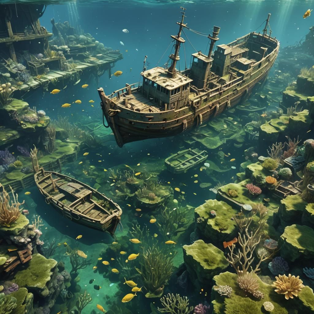 An underwater shipwreck