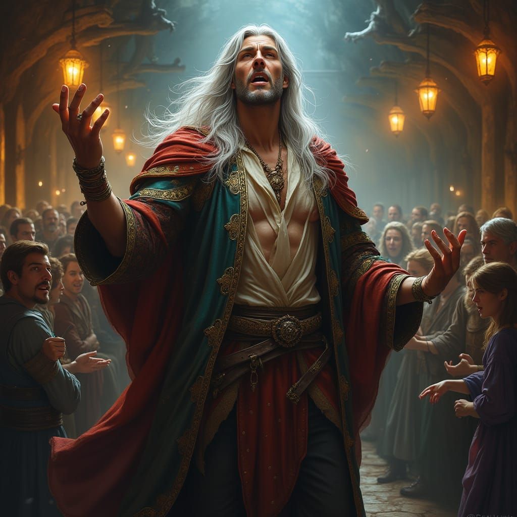 Handsome Bard in Dramatic Tavern Scene