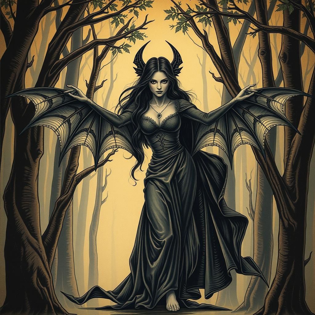 Terrifyingly Beautiful Vampire Woman in Renaissance Style