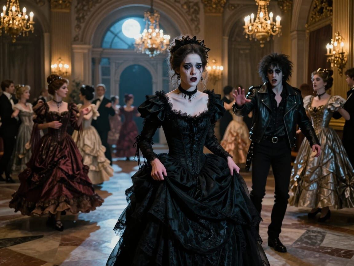 Gothic Cinderella Escapes Ball in 80s Hair Metal Style