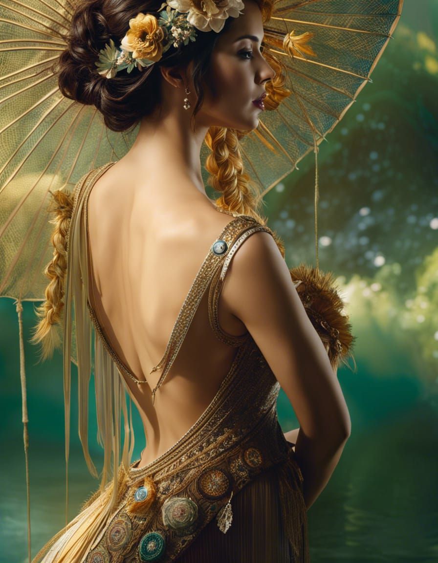 Ballet Dancer in Earth Tones, Hyperrealistic Portrait