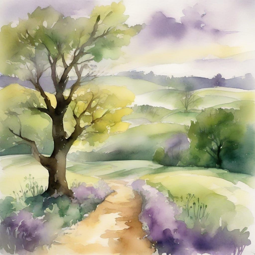 Ethereal Spring Landscape in Smoky Hues