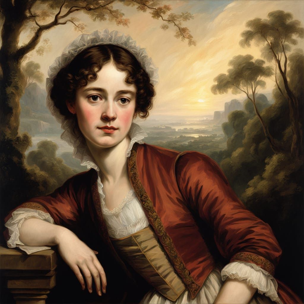 Elegant 19th-Century Lady with a Witty Smile