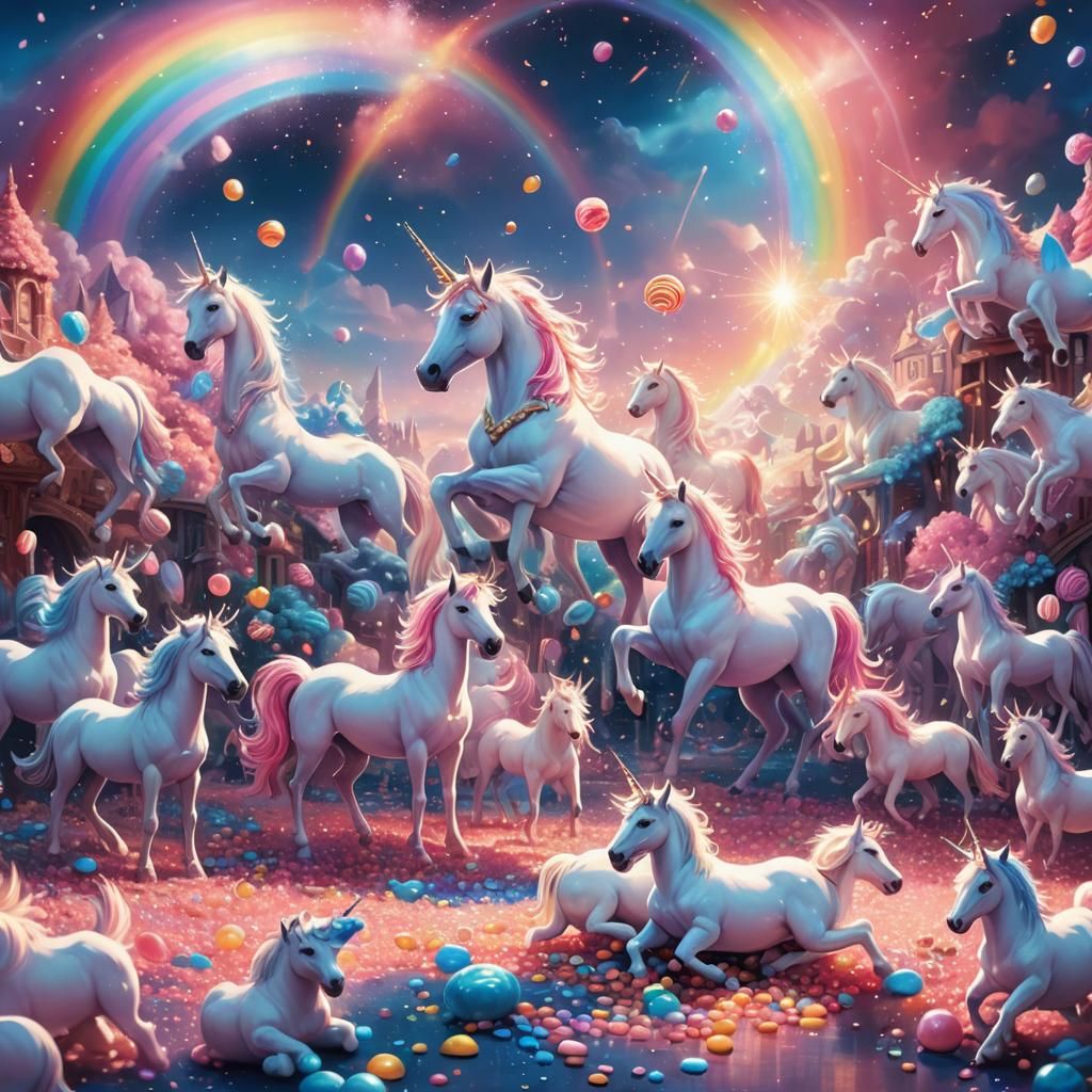 Mysterious Rainbow Candy with Unicorns: Concept Art