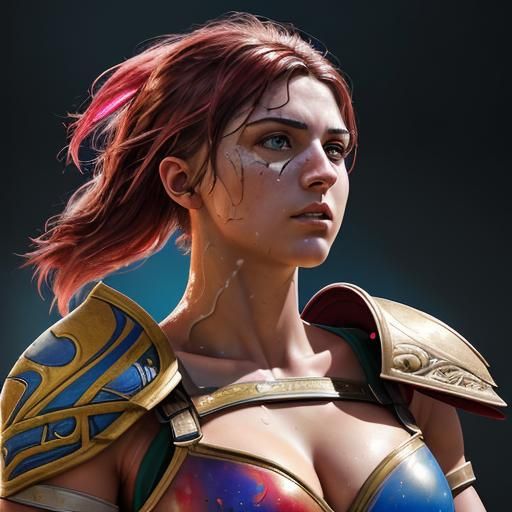 Gladiators in Arena: Hyperrealistic Splash Art