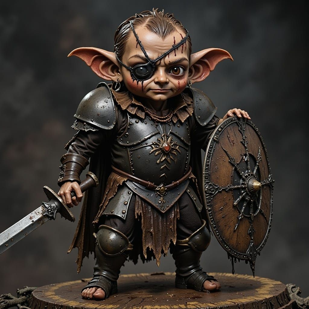 Battle-Scarred Halfling Warrior in Medieval Armor