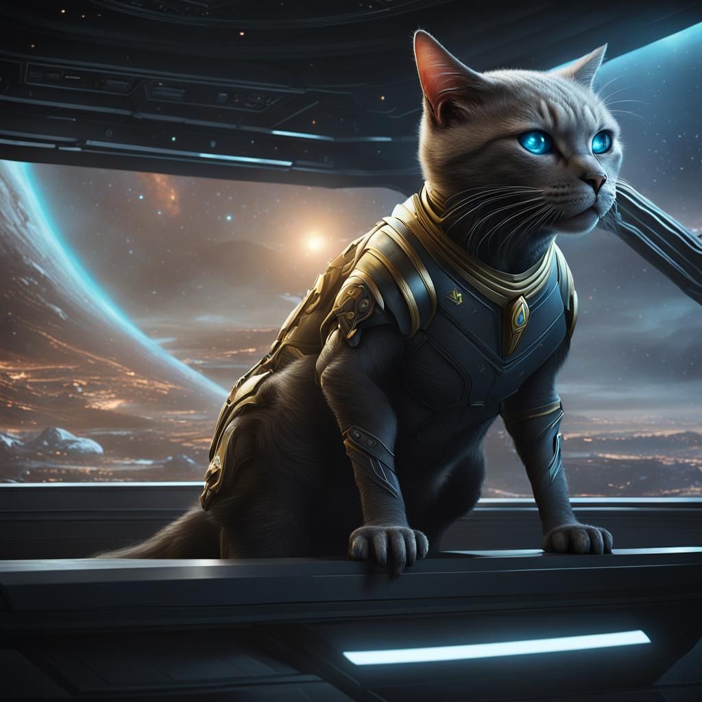 Caitian on Star Trek Bridge: Detailed Matte Painting