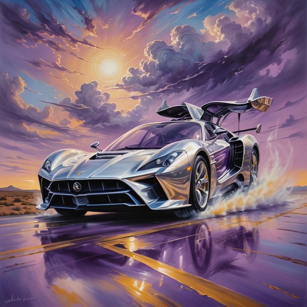 Surreal Supercar in Dreamlike Landscape