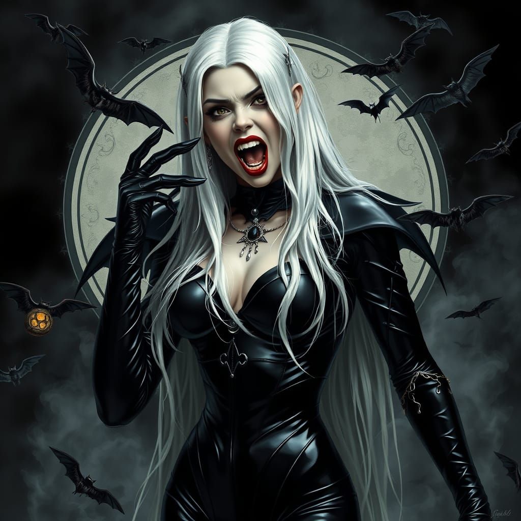 Ethereal Vampire Goddess in Dark Fantasy Style