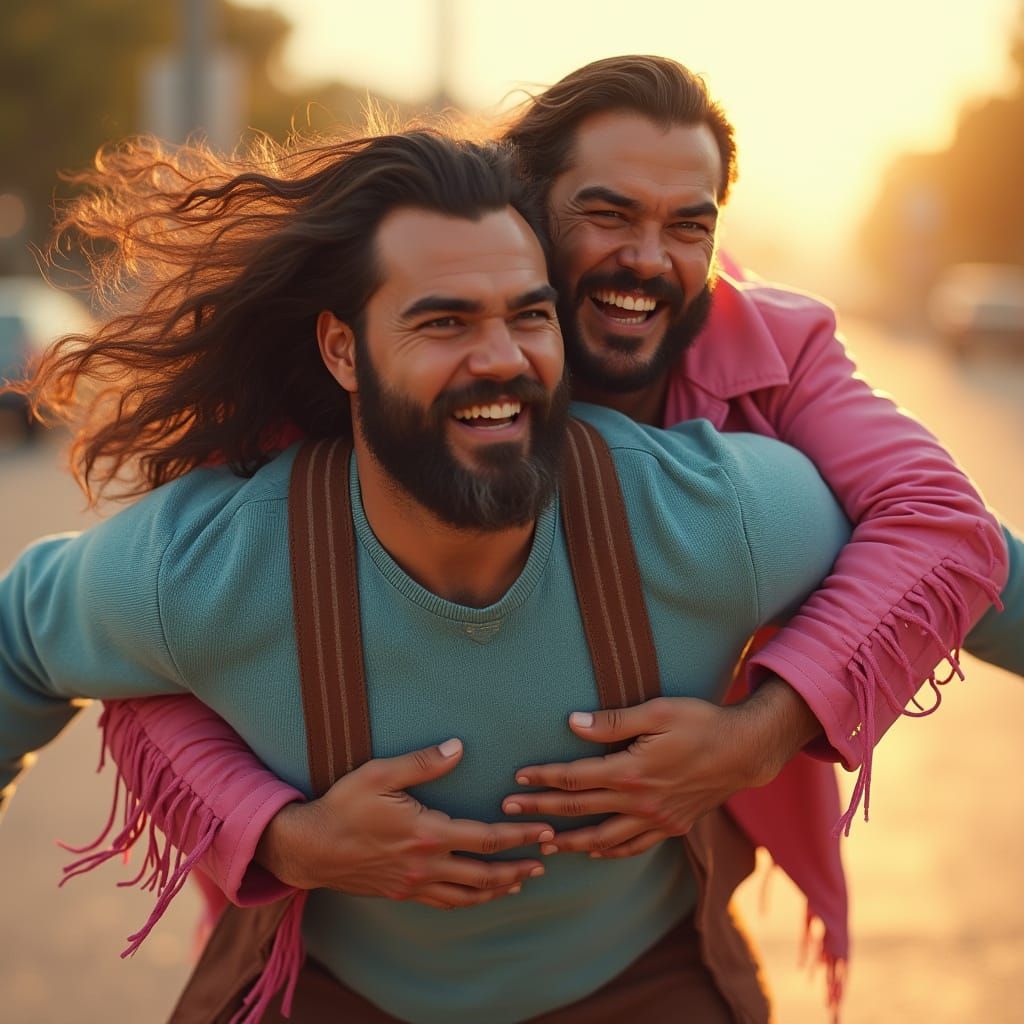 Dramatic 3D Portrait of Jack Black and Jason Momoa in Bold F...