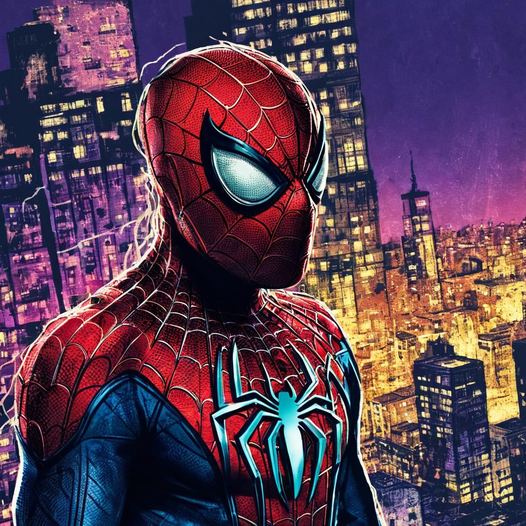 Heroic Spiderman Portrait in Comic Book Style
