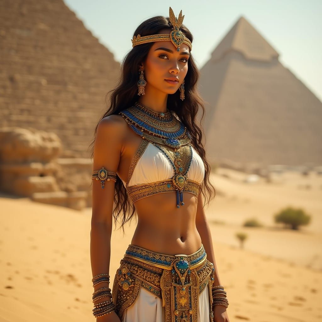 Egyptian Goddess in Golden Splendor