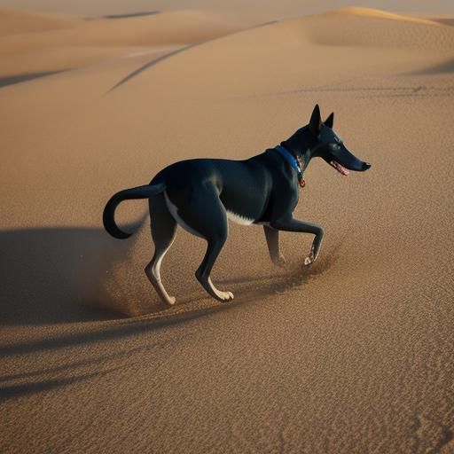African Sighthound Runs in the Desert