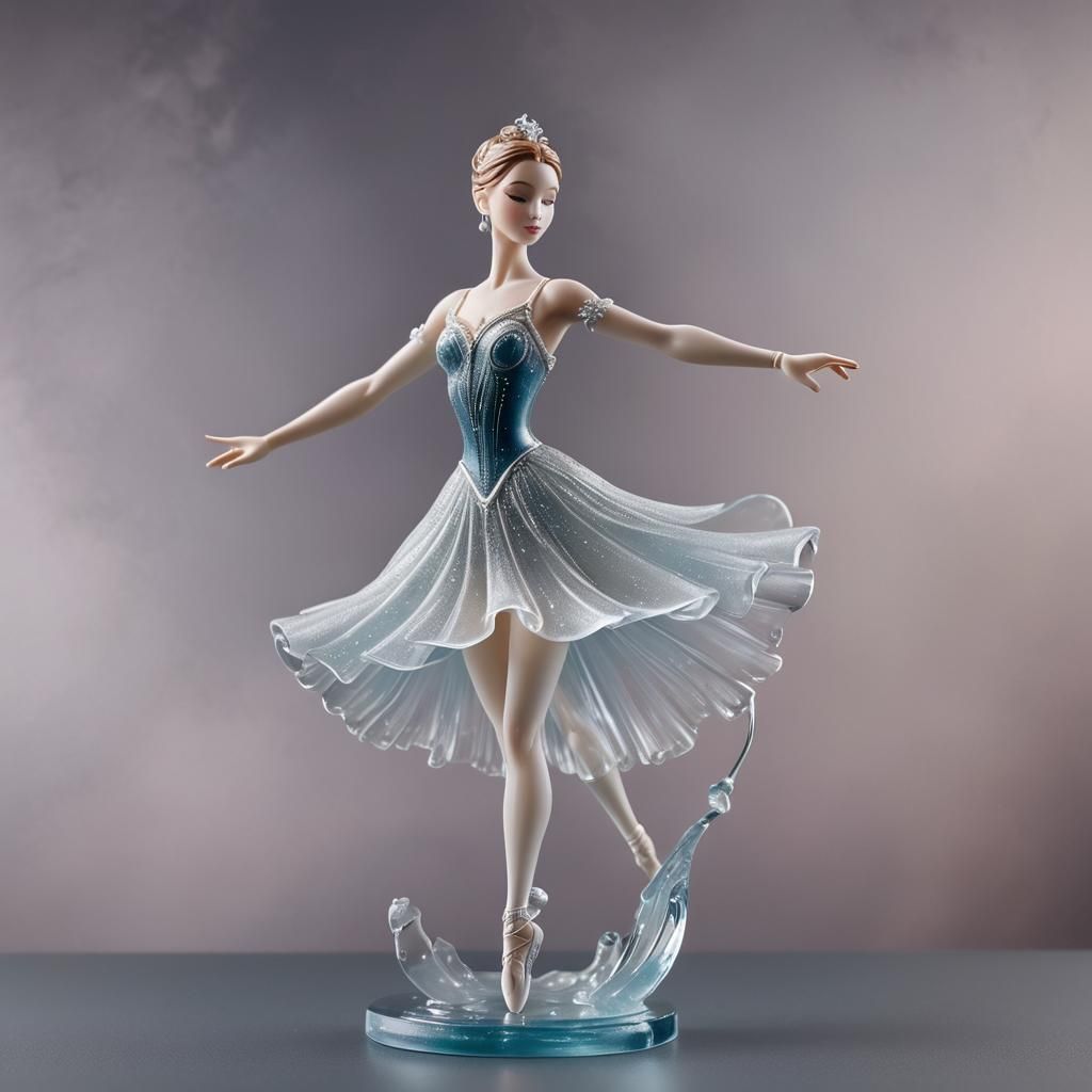 Elegant Glass Ballerina Figurine: Fantasy Concept Art