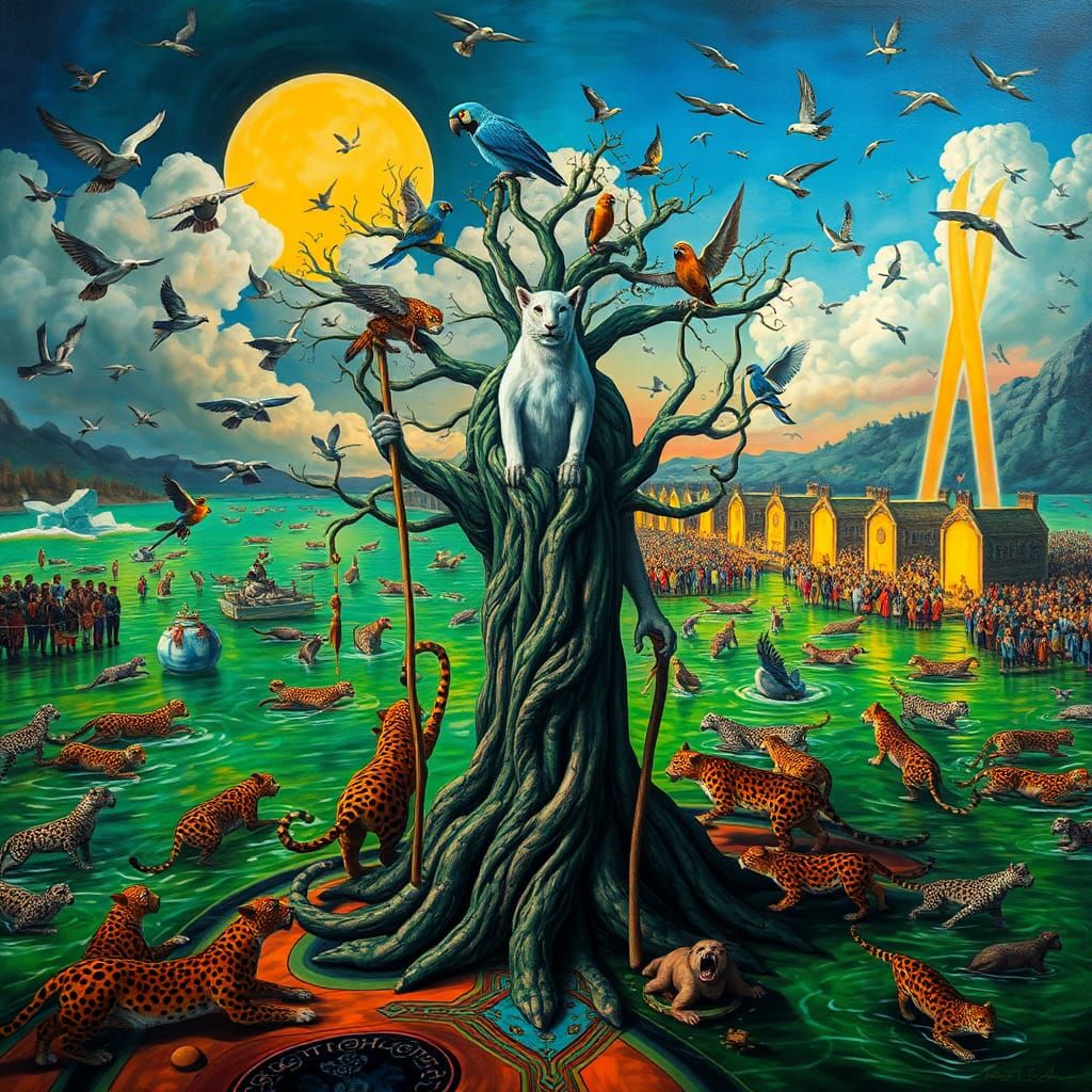 Surreal Shaman in Dreamlike Landscape as Salvador Dali Paint...