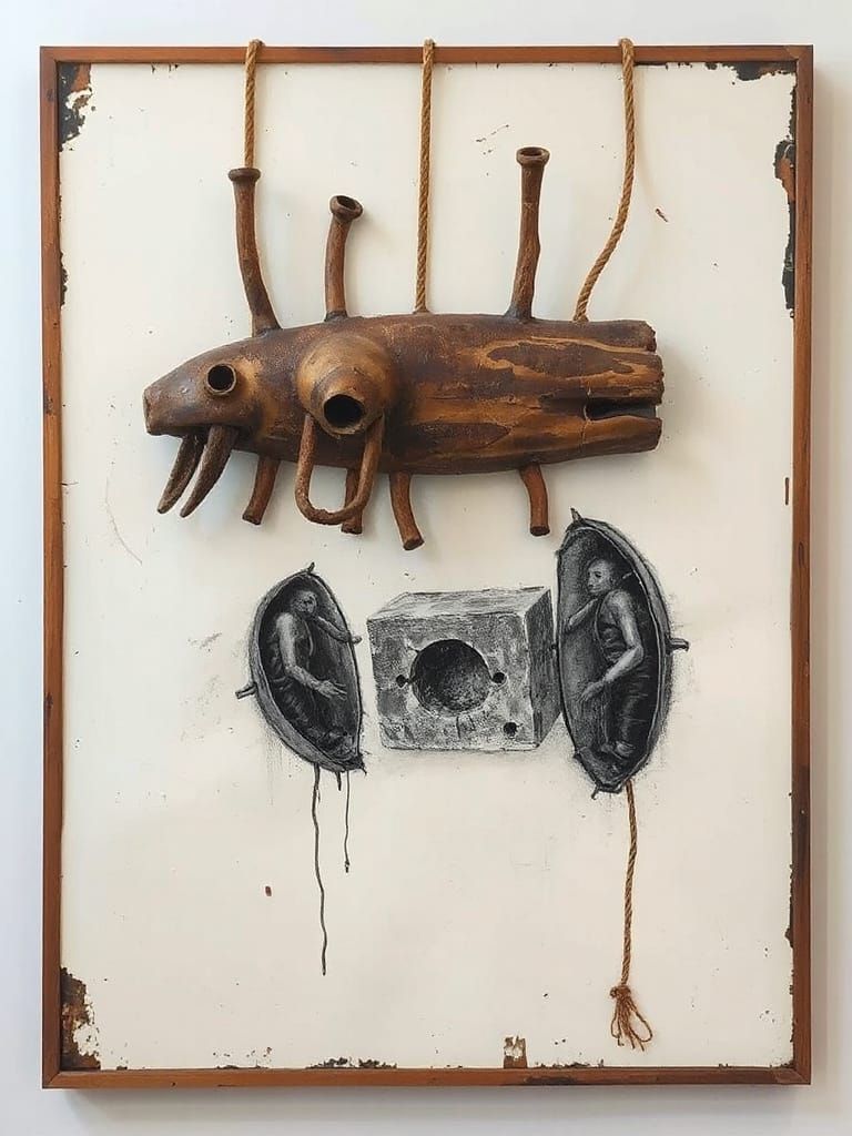 Disturbing Abstract Figures Emerging from Cocoons