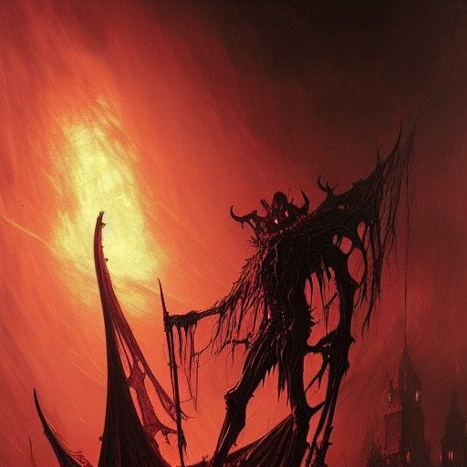 Hyperdetailed Pumpkin King Demon in Dark Fantasy Style