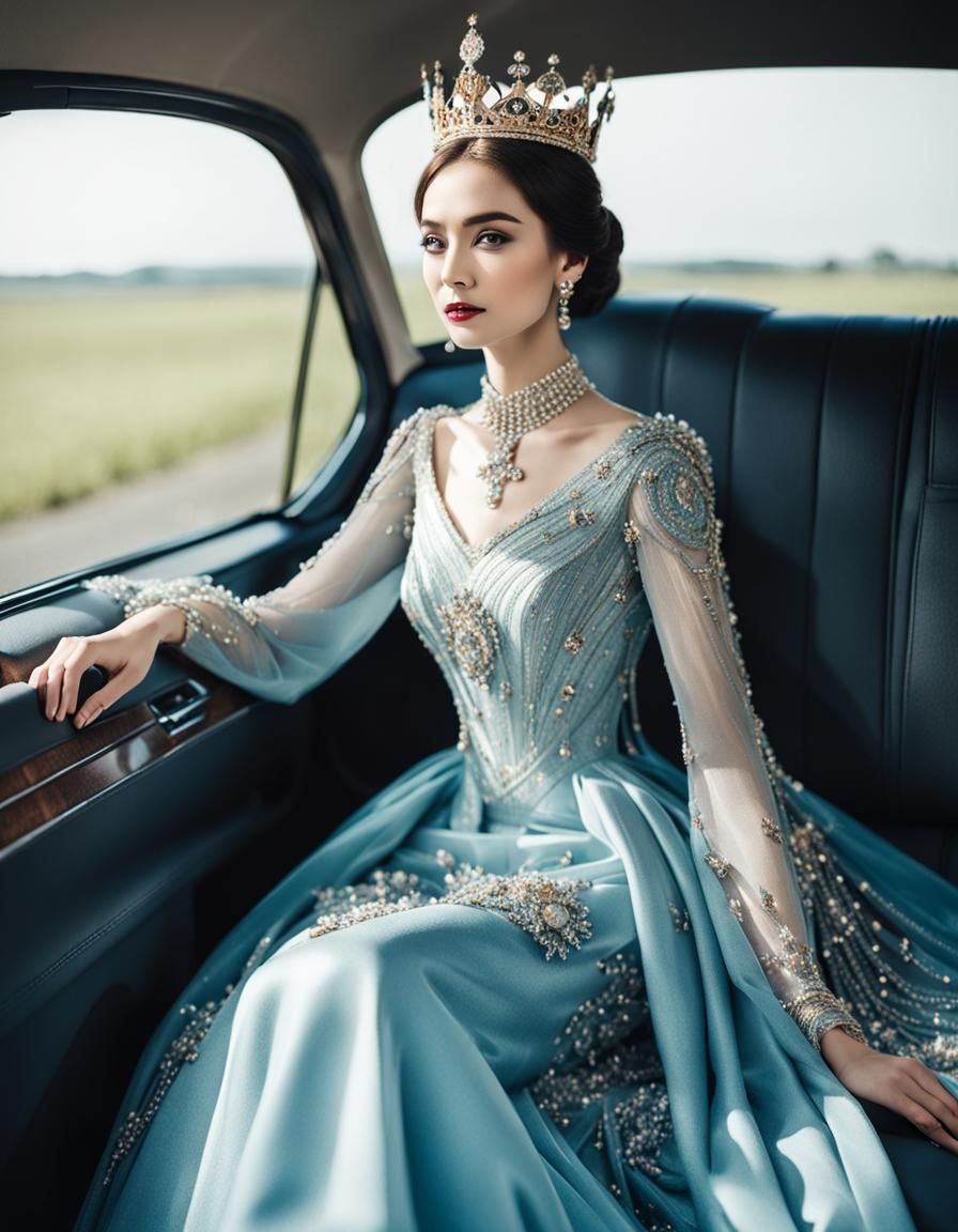 Queen in Car: AI Generated Image