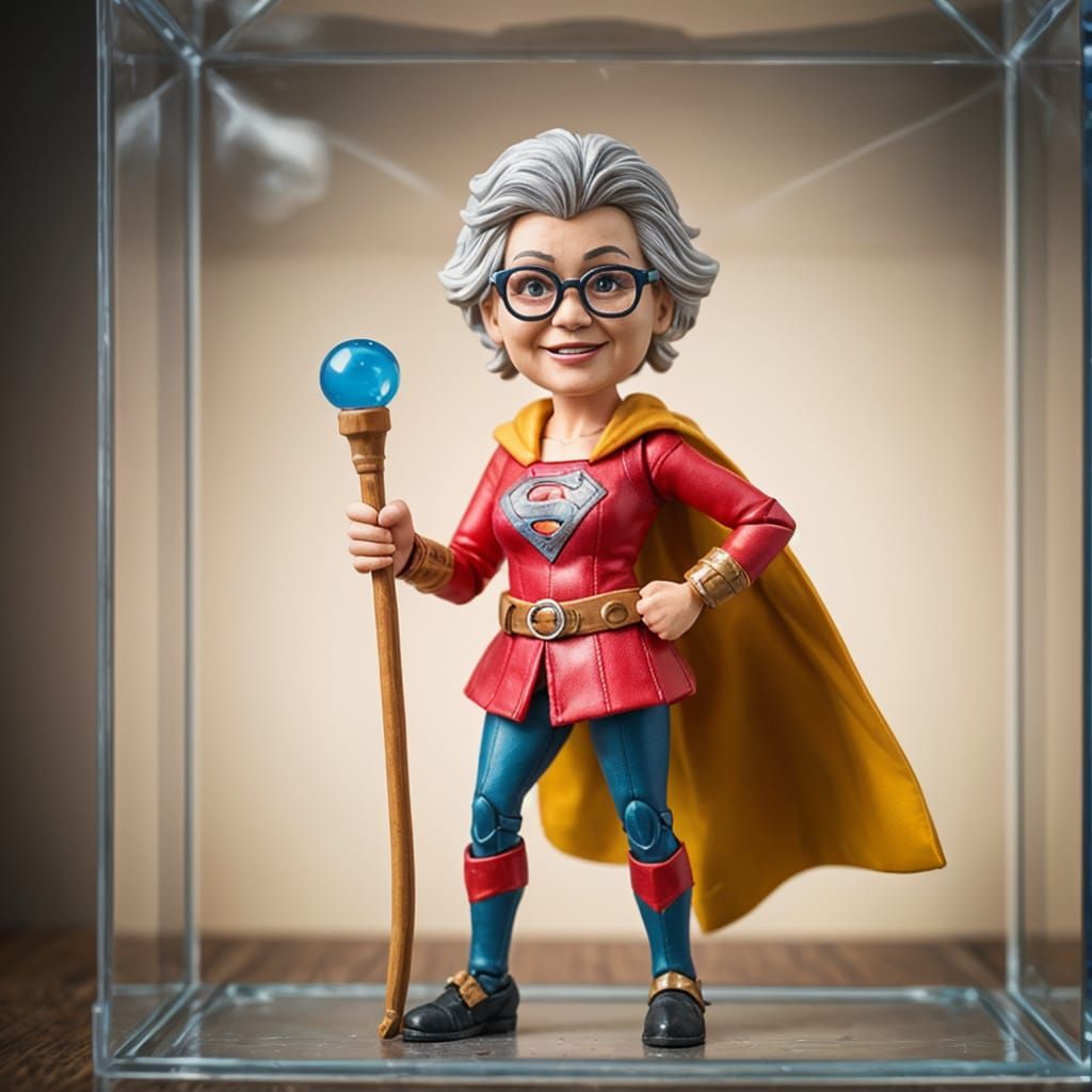Action Figure of a Friendly Grandmother in a Clear Box