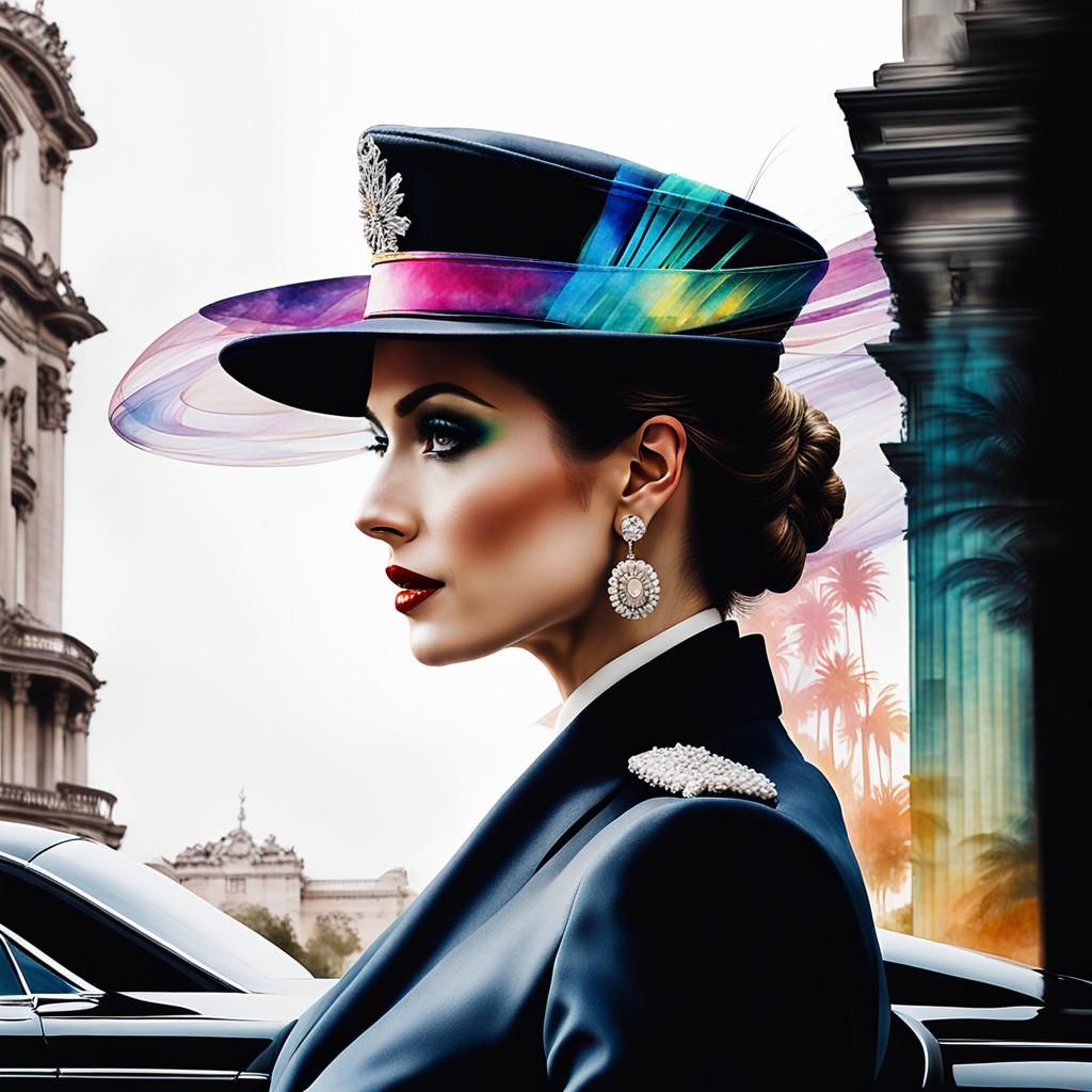 Colorful Double Exposure: Chauffeur Girl at Palace