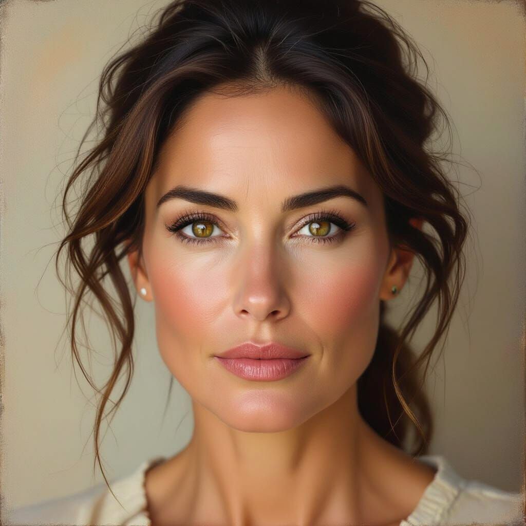 Middle-Aged Woman's Intense Brown Eyes Portrait