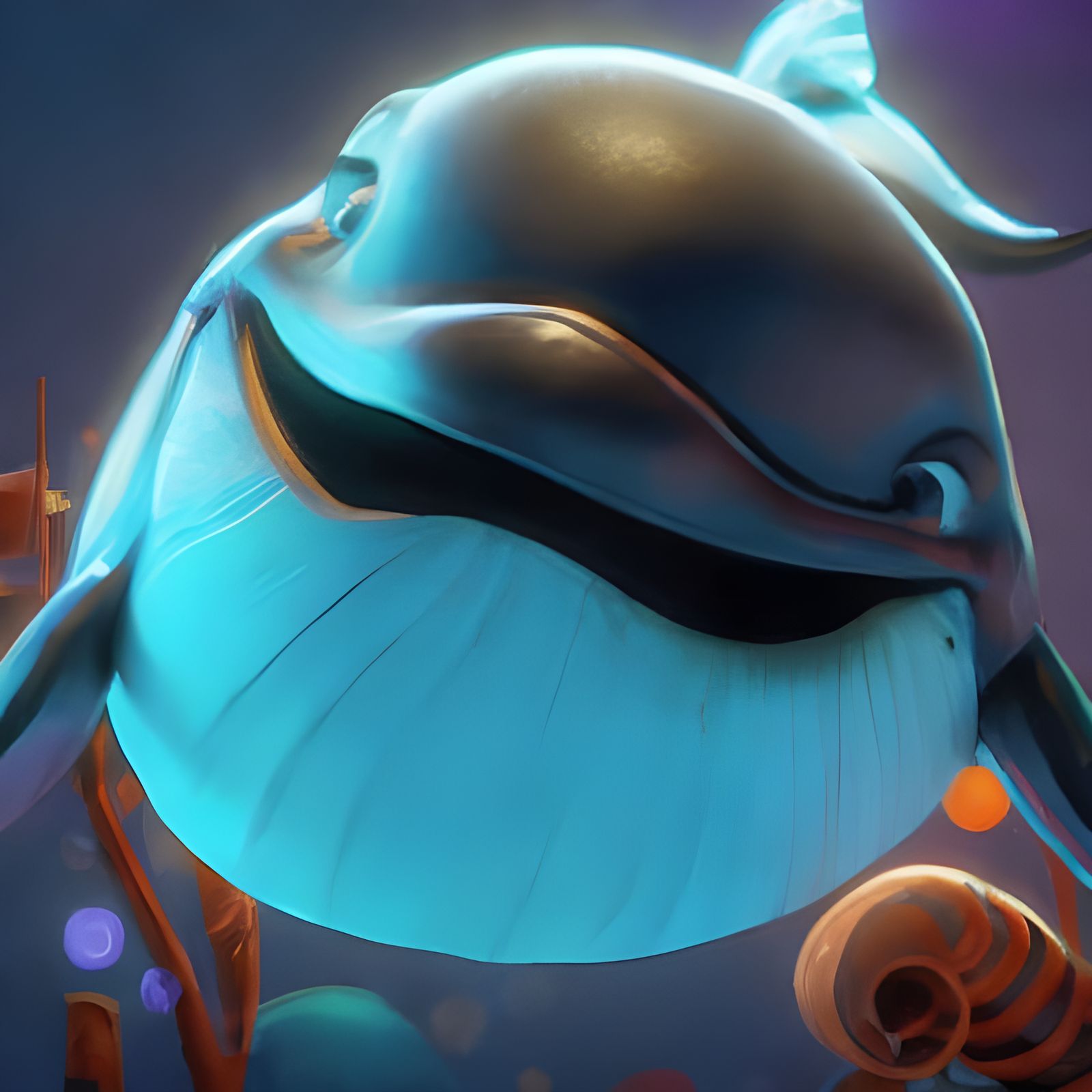 Whale Shrugging: 3D Digital Art, Pixar Style