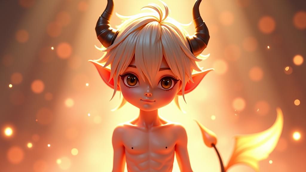 Gentle Male Devil Figure in 3D Anime Style