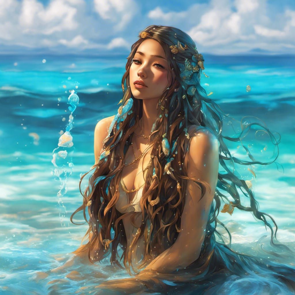 Beautiful Mermaid Underwater in Volumetric Lighting