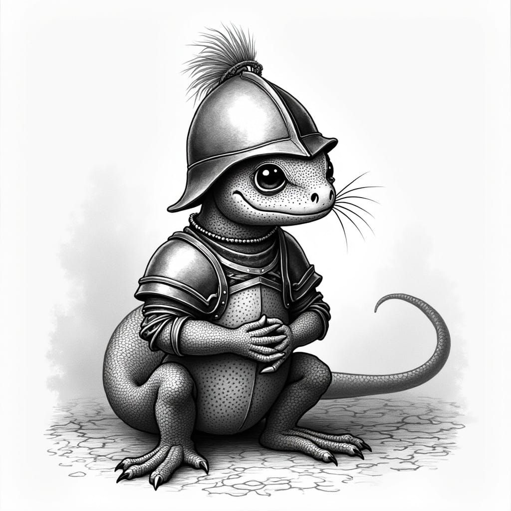 Regal Salamander in Engraving Style Armor