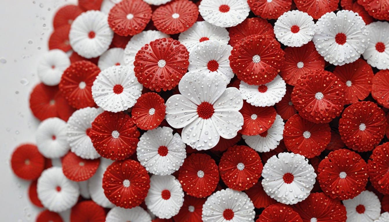 Pointillist Abstract Pattern in Red and White