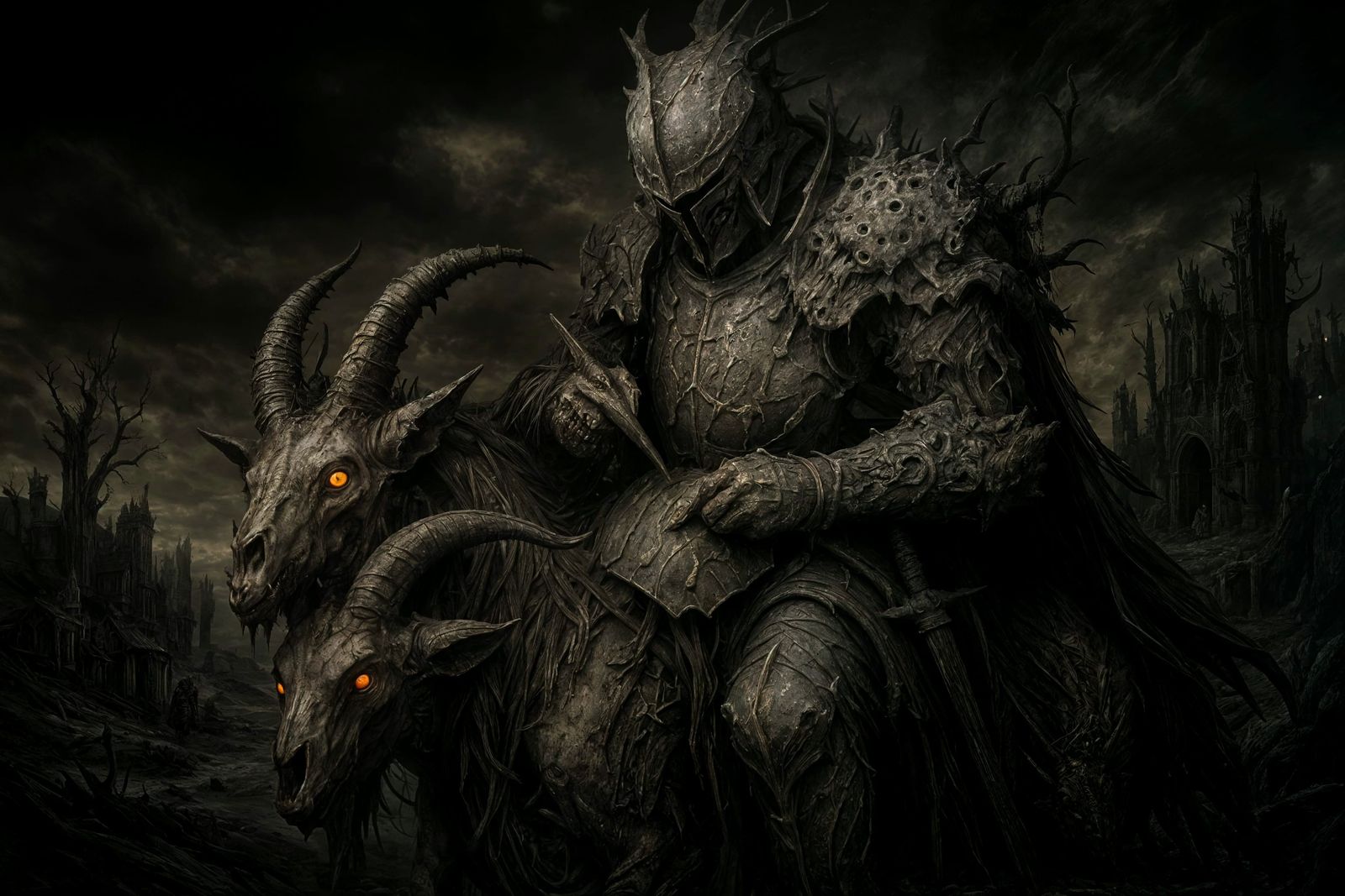 Carrion Knight Carving Runes on Skeletal Mount