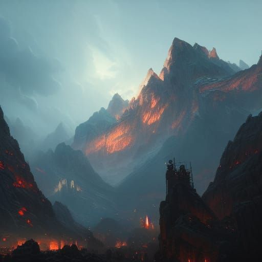 Mount Olympus at Dawn: Dark Fantasy Concept Art