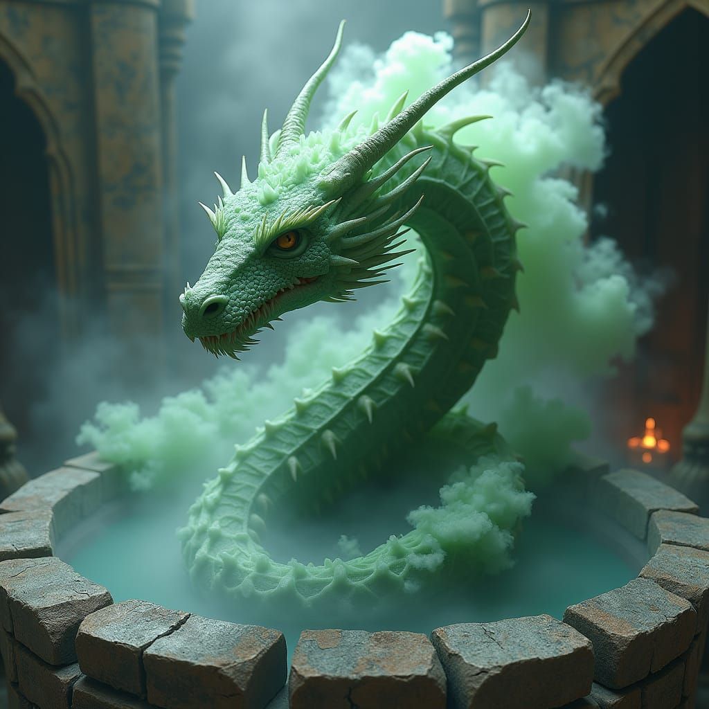 Smoky Serpentine Dragon in Dark Fantasy Style