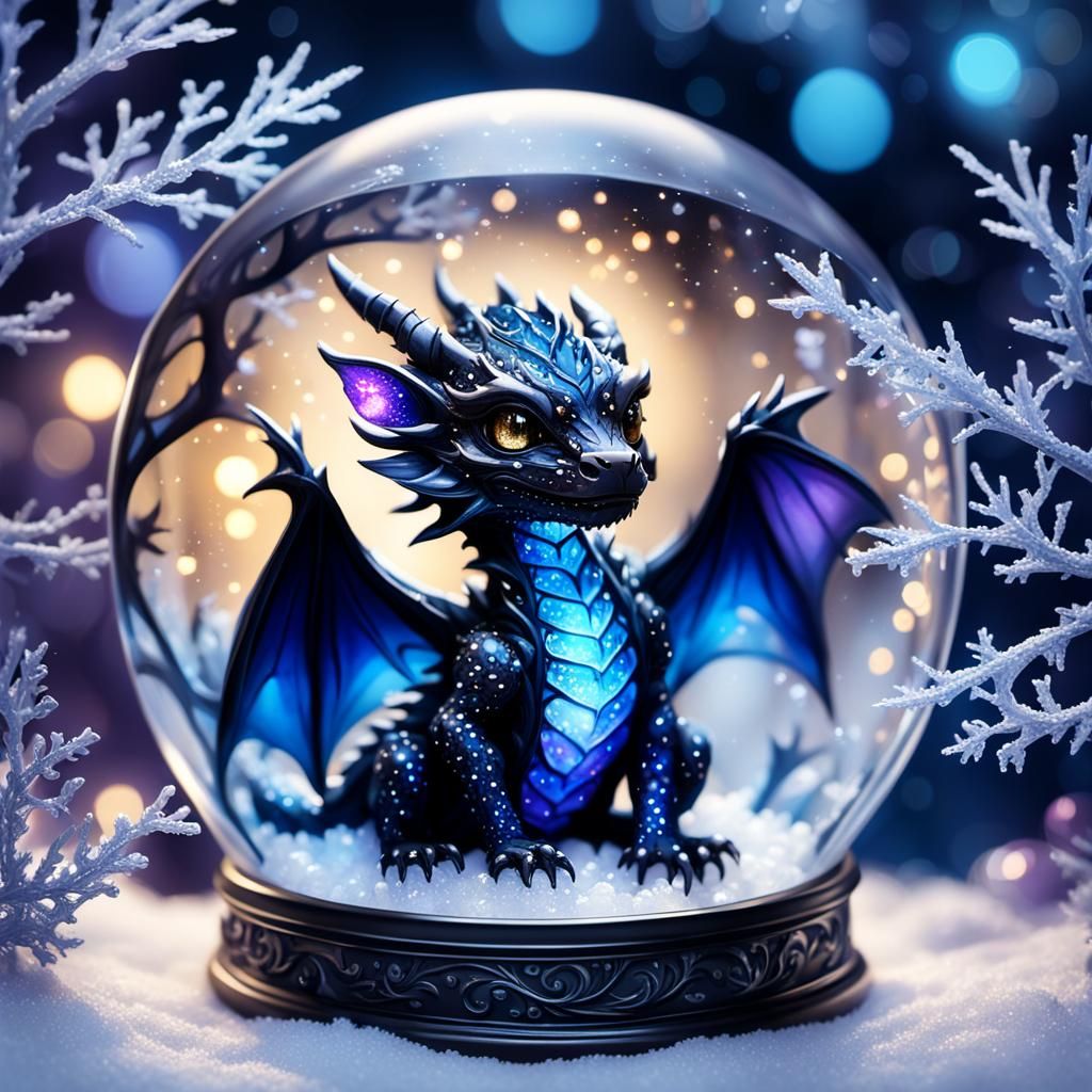 Miniature Shadow Dragon in Winter Wonderland